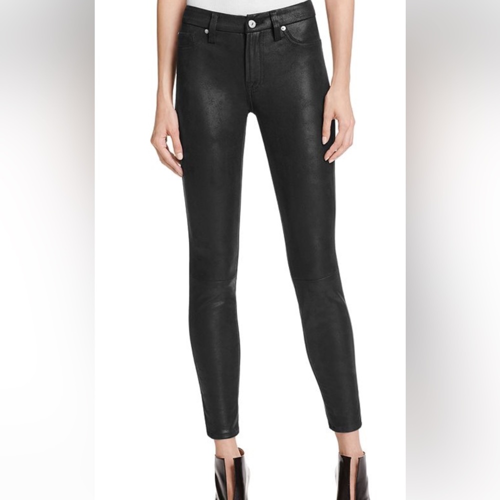7 for All Mankind Faux Leather Skinny Jeans in Black Size 26